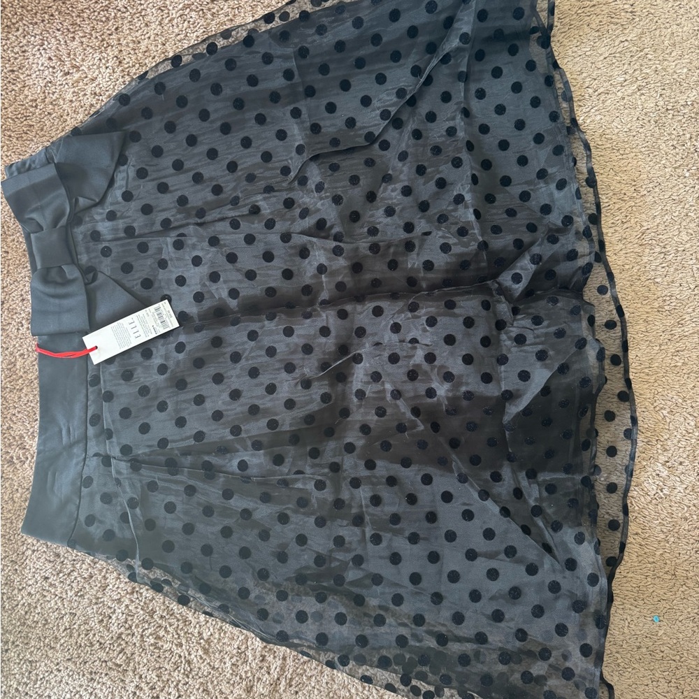 Elle Black Mesh Polka Dot Skirt